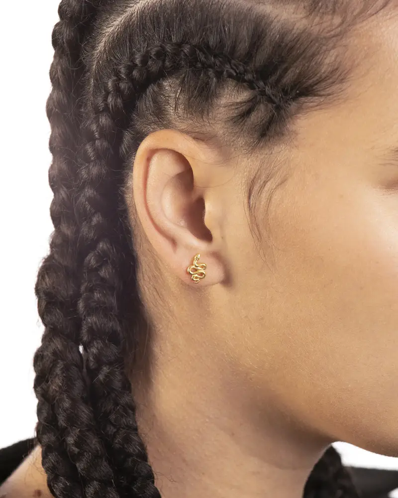 Orecchino Serpente A Lobo Placcato Oro Lucido miniatura 2