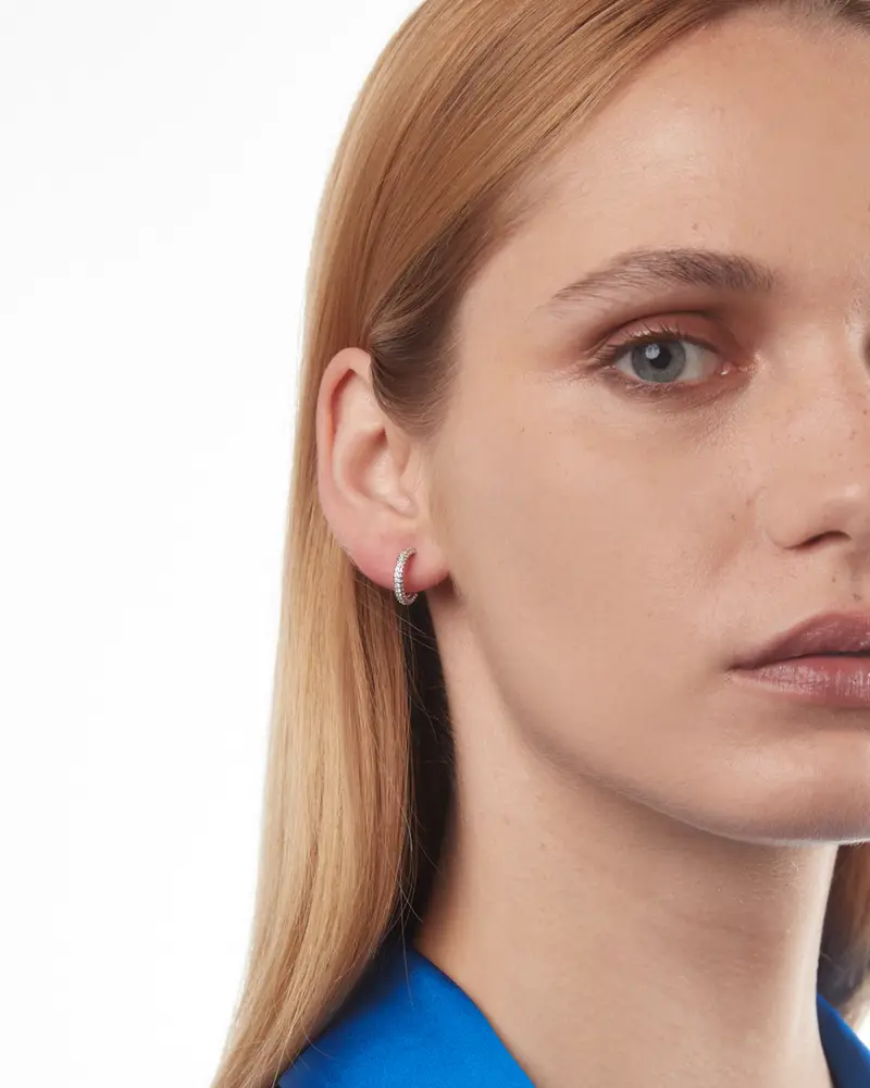 Orecchino Shiny Hanger In Argento Con Brillanti Lucido miniatura 2