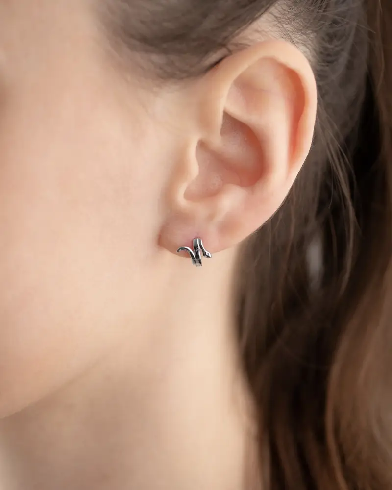 Orecchino Singolo Cerchio Piercing Snake / Rodio Lucido miniatura 2