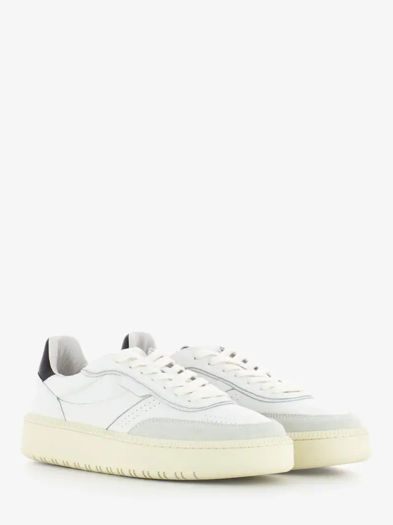 Sneakers echo pelle e suede bianco e nero miniatura 2