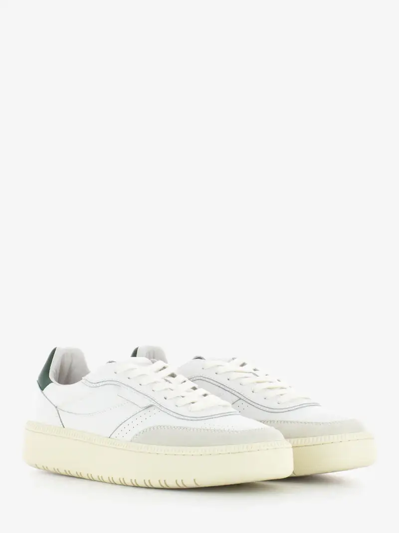 Sneakers echo pelle e suede bianco e verde miniatura 2