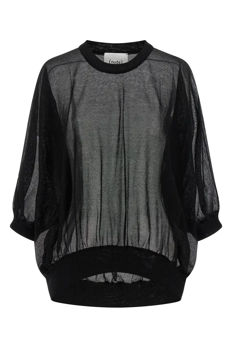 Maglia Cotone Semitrasparente Nero