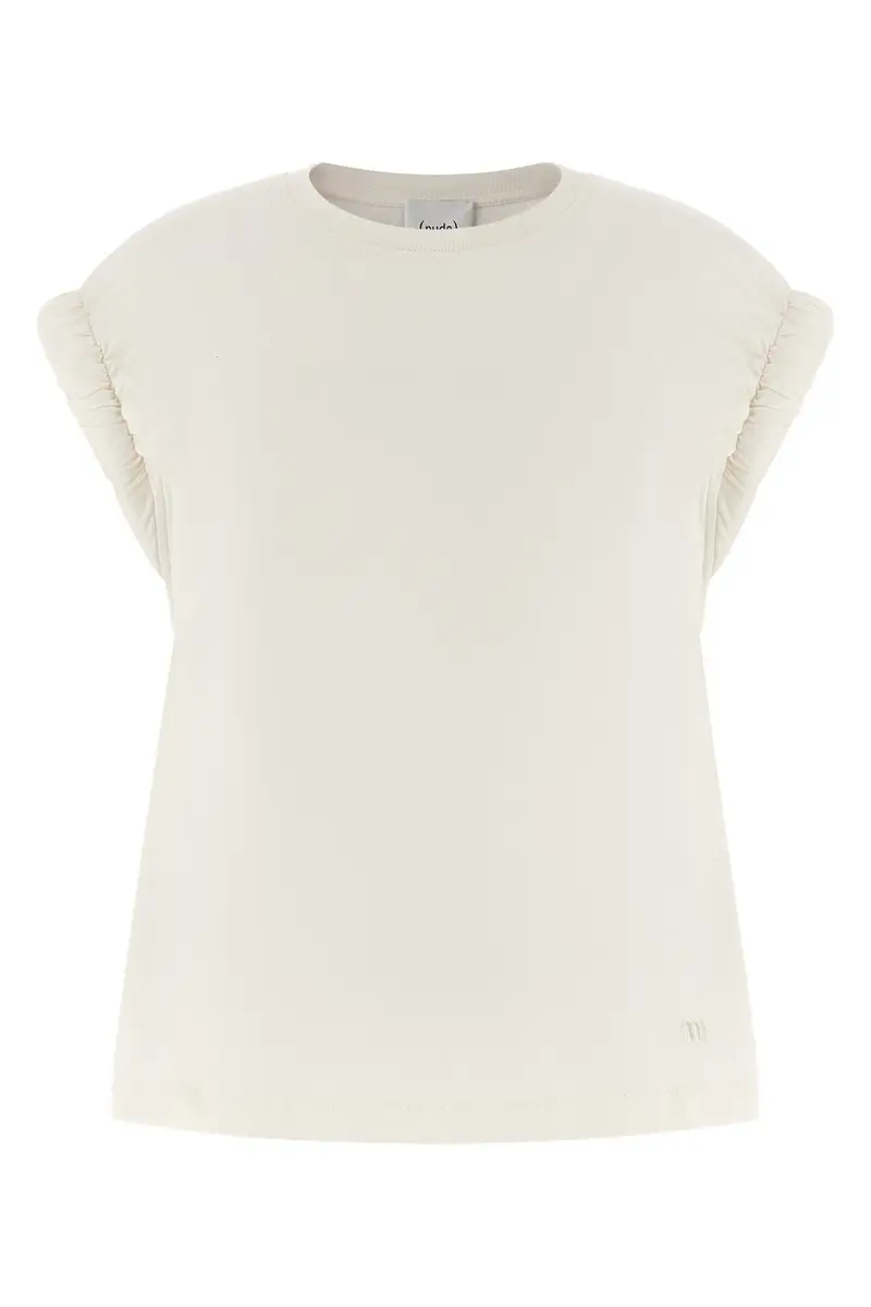 T-Shirt Manica Arricciata Bianco