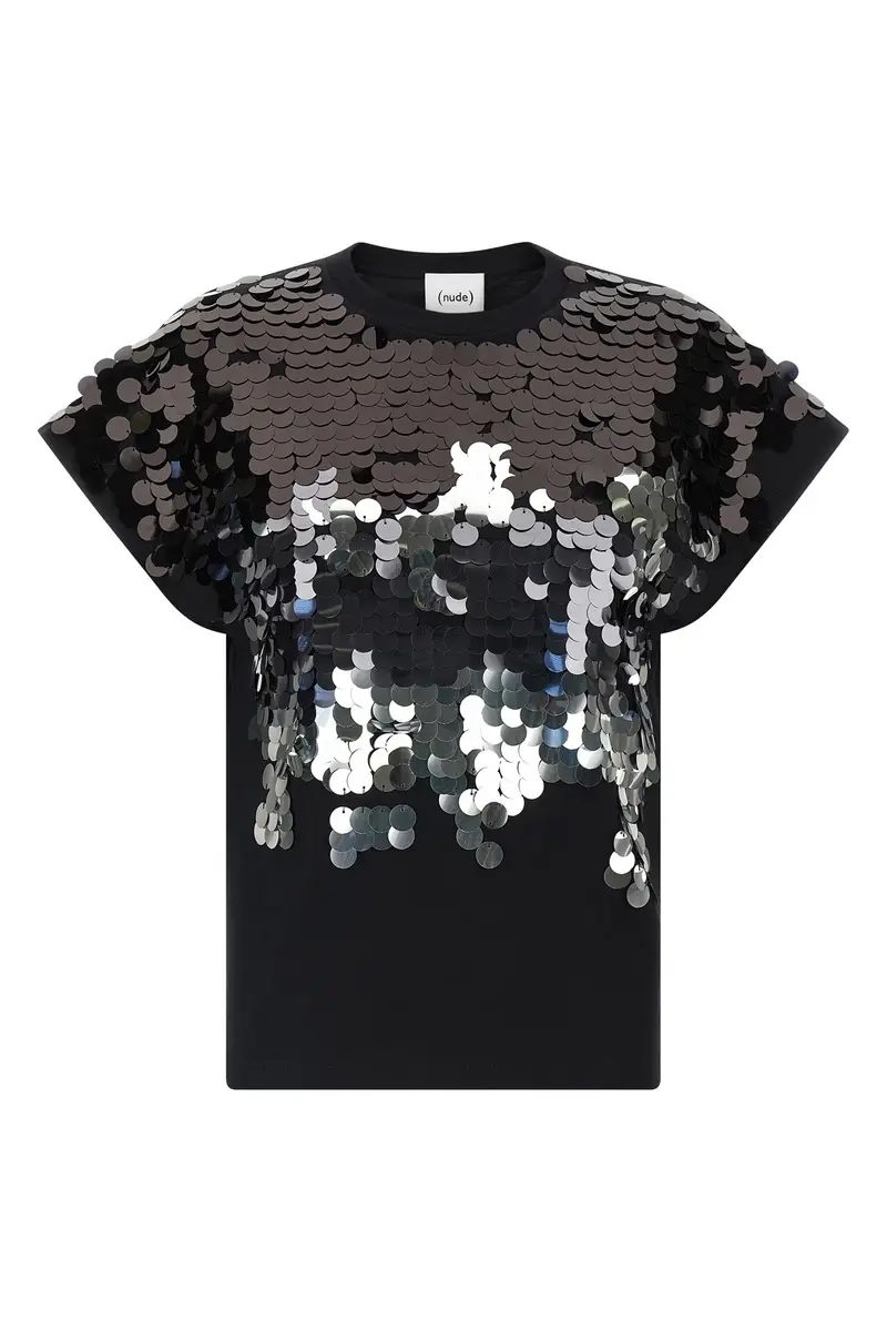 T-Shirt Paillettes Nero