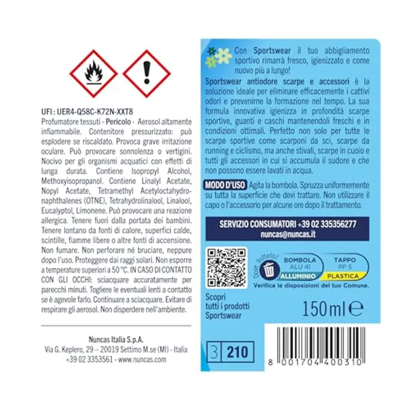 Nuncas Sportswear - Spray Rinfrescante Scarpe - 150ml miniatura 2