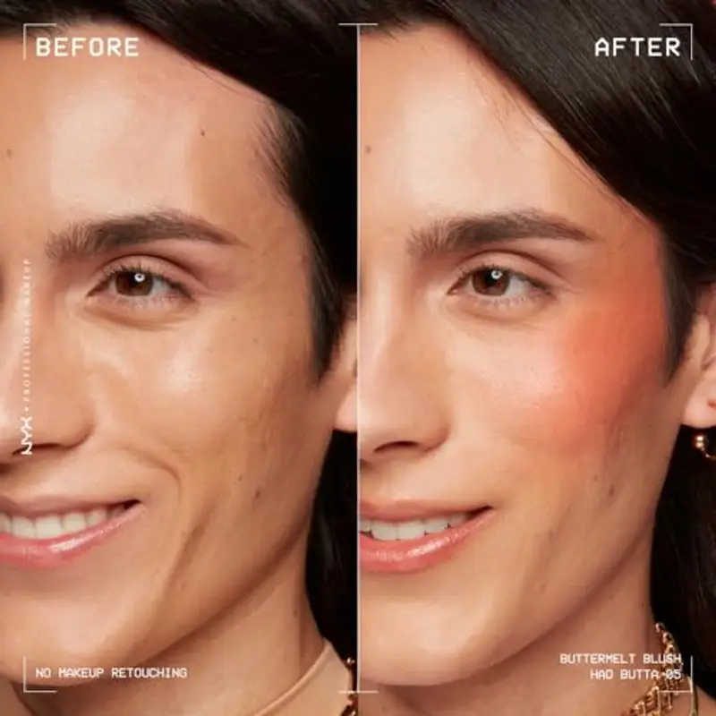 NYX Professional Makeup Blush in Polvere, Per un Look Fresco e Colorato, Arricchito con Burro di Mango e Burro di Karitè, Sfumabile, Buttermelt, Tonalità: Back And Butta, 5 g miniatura 3