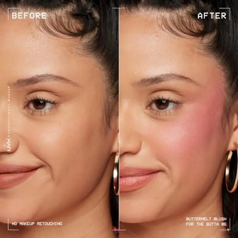 NYX Professional Makeup Blush in Polvere, Per un Look Fresco e Colorato, Arricchito con Burro di Mango, Mandorle e Karitè, Sfumabile, Buttermelt, Tonalità: Blush for the Butta, 5 g miniatura 3