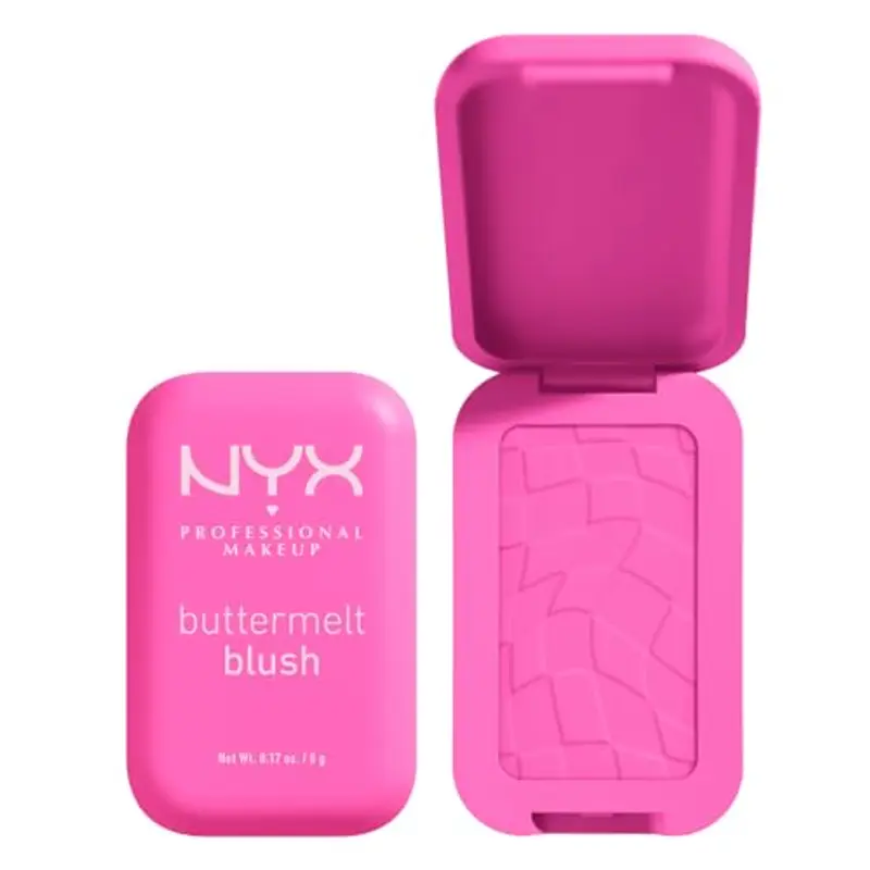 NYX Professional Makeup Blush in Polvere, Per un Look Fresco e Colorato, Arricchito con Burro di Mango, Mandorle e Karitè, Sfumabile, Buttermelt, Tonalità: Butta Half, 5 g