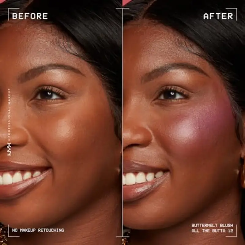 NYX Professional Makeup Blush in Polvere, Per un Look Fresco e Colorato, Arricchito con Burro di Mango, Mandorle e Karitè, Sfumabile, Buttermelt, Tonalità: Butta With Time, 5 g miniatura 3