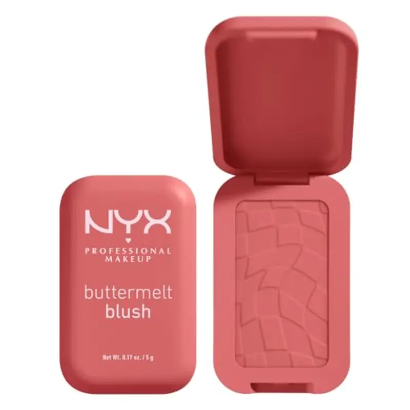 NYX Professional Makeup Blush in Polvere, Per un Look Fresco e Colorato, Arricchito con Burro di Mango, Mandorle e Karitè, Sfumabile, Buttermelt, Tonalità: Feeling Butta, 5 g