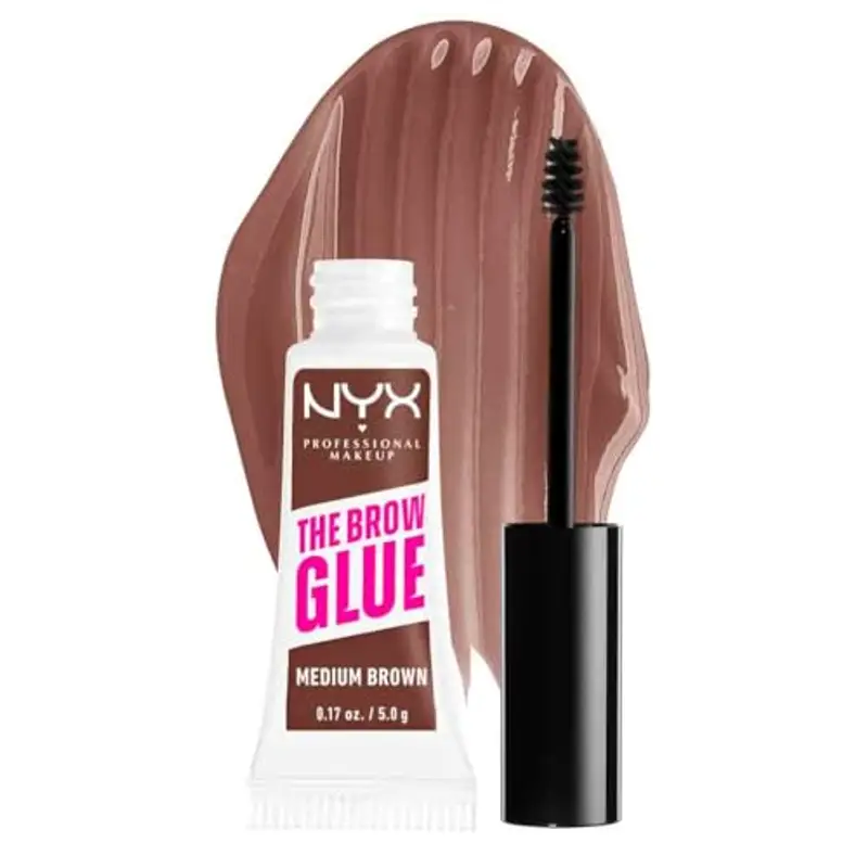 NYX Professional Makeup Gel Sopracciglia Brow Glue, Istantaneo, Per un Look Laminato, The Brow Glue, Medium Brown