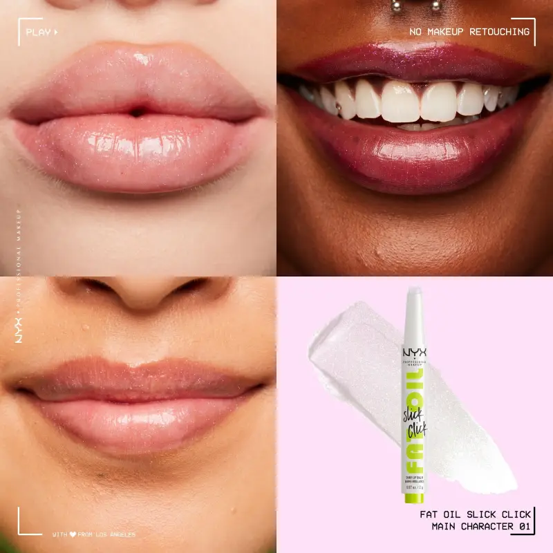 Labbra Fat Oil Slick Click 01 Main Character - Gloss, Rossetti miniatura 5