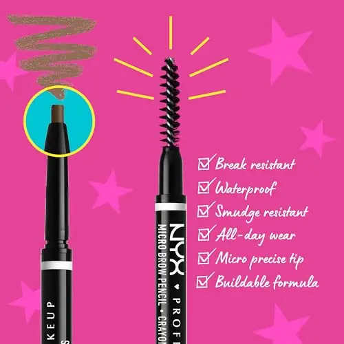 NYX Professional Makeup Matita sopracciglia, Micro Brow Pencil, Due lati con matita automatica e scovolino, Tonalità miniatura 2