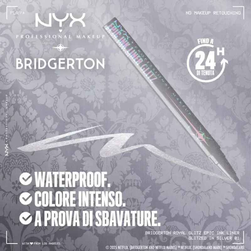 Occhi Bridgerton Royal Epic Ink Liner Glitz 01 Glitzed In Silver - Eyeliner miniatura 2