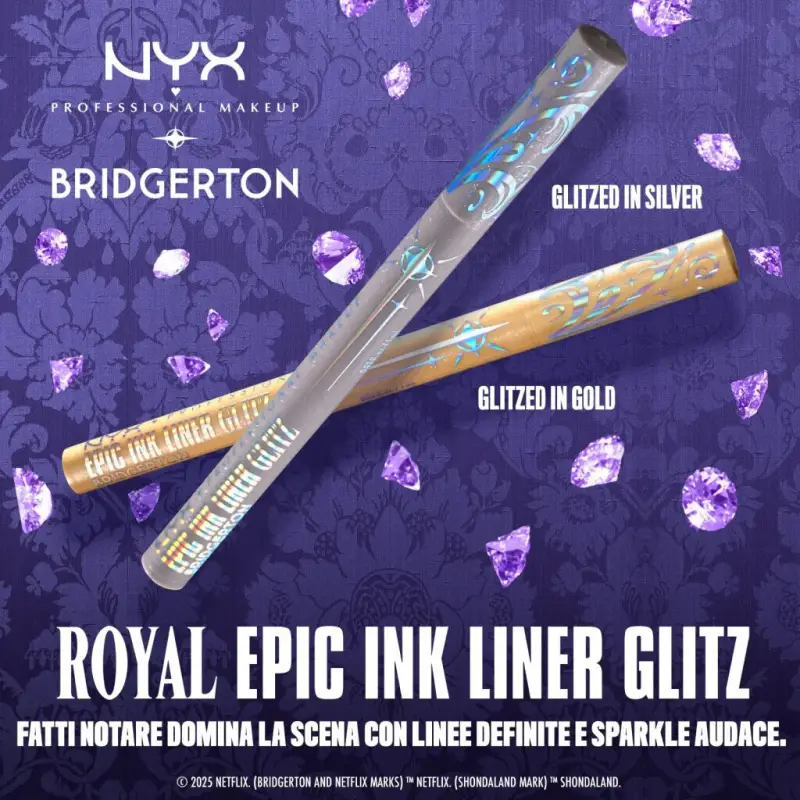 Occhi Bridgerton Royal Epic Ink Liner Glitz 01 Glitzed In Silver - Eyeliner miniatura 4
