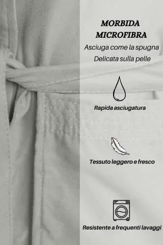 o-day Accappatoio Microfibra Uomo Donna Salvaspazio Unisex per Adulti con Cappuccio e Tasche Ideale per Viaggio Piscina miniatura 3