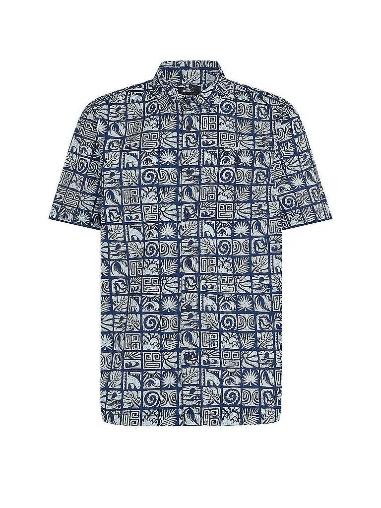 Camicia da spiaggia da uomo con stampa blu | S