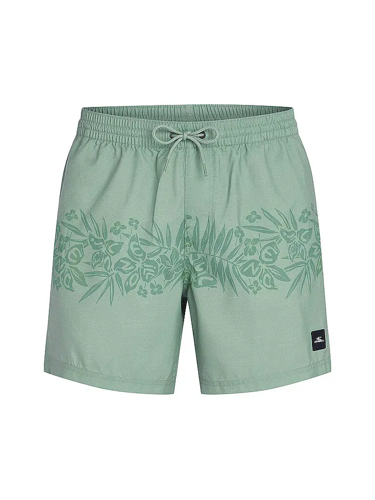 Pantaloncini da spiaggia da uomo tinta unita con fiori verde chiaro | S