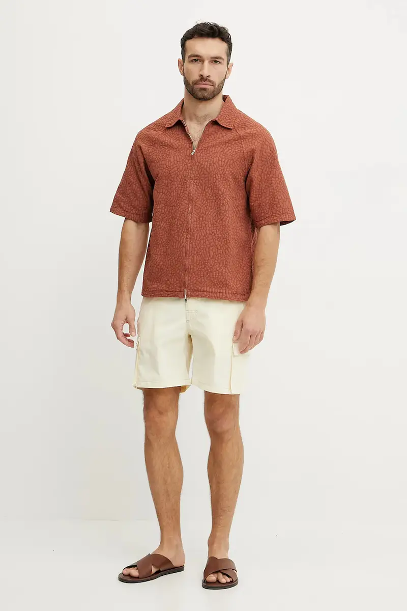 camicia in cotone uomo colore arancione 7060 miniatura 2