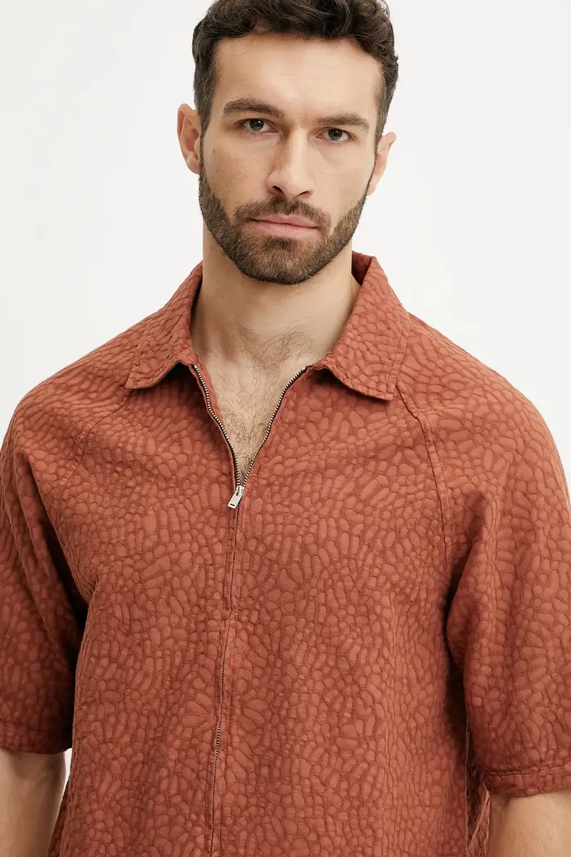 camicia in cotone uomo colore arancione 7060 miniatura 4