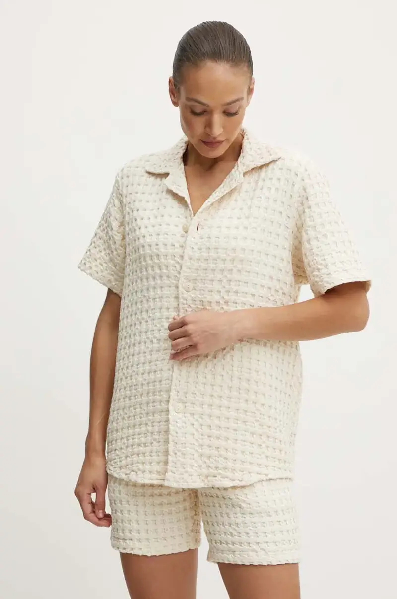 camicia in cotone uomo colore beige miniatura 2