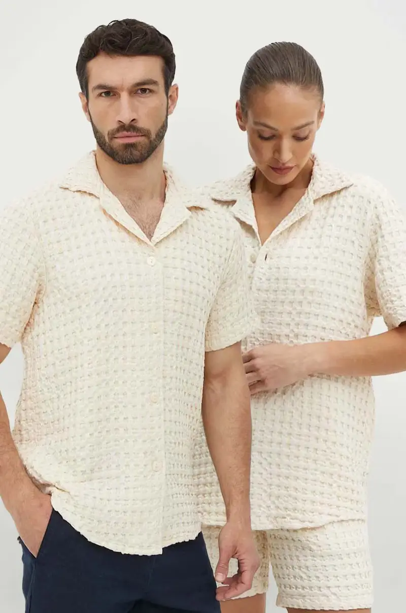 camicia in cotone uomo colore beige