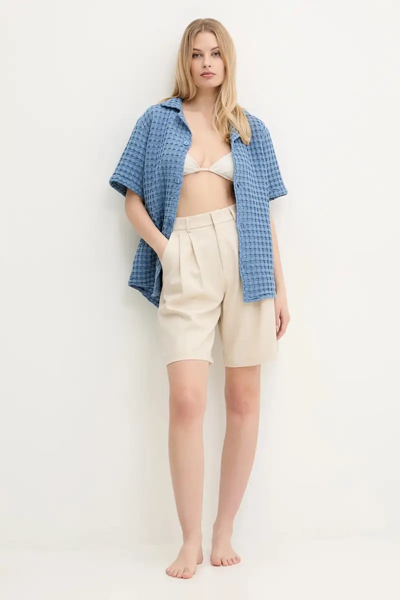 camicia in cotone uomo colore blu miniatura 4