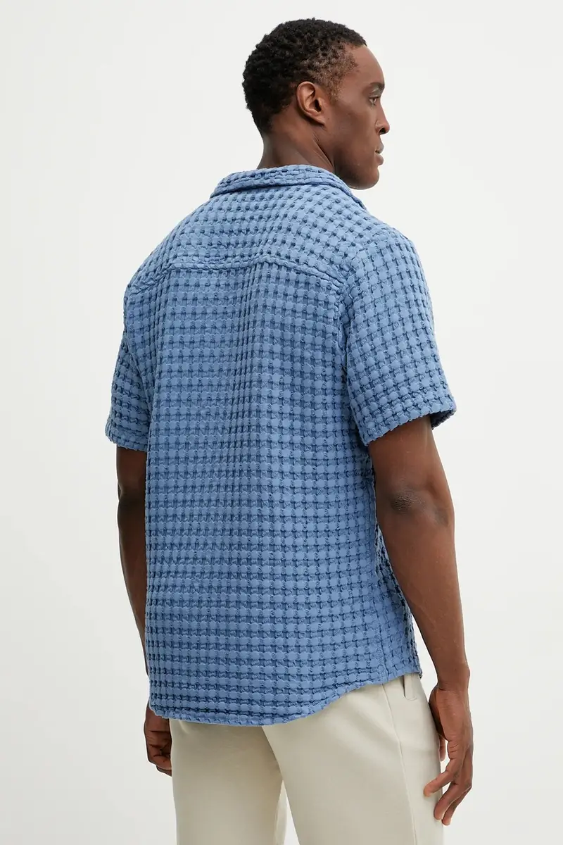 camicia in cotone uomo colore blu miniatura 5