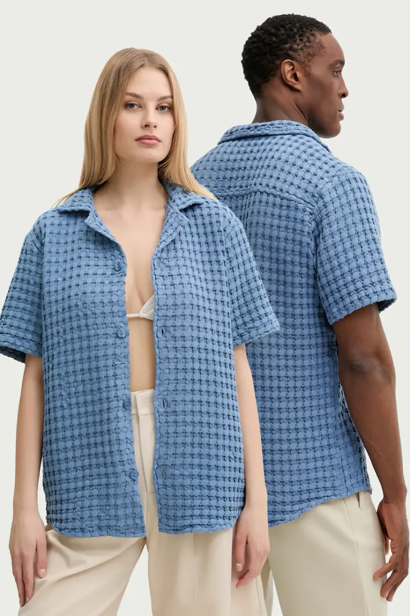 camicia in cotone uomo colore blu