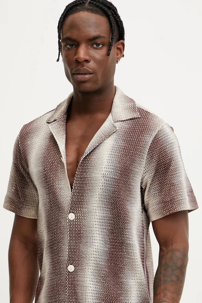 camicia in cotone uomo colore marrone 7014 miniatura 4