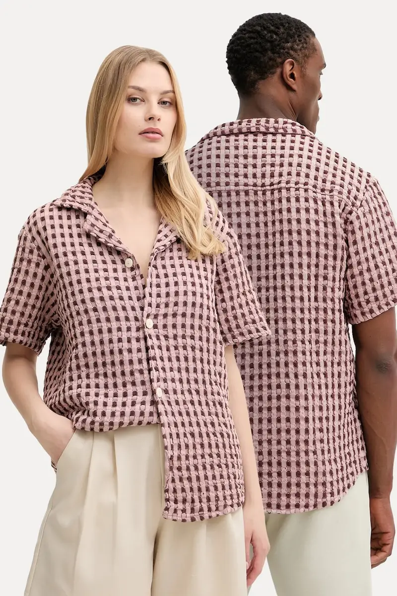 camicia in cotone uomo colore marrone Rosa