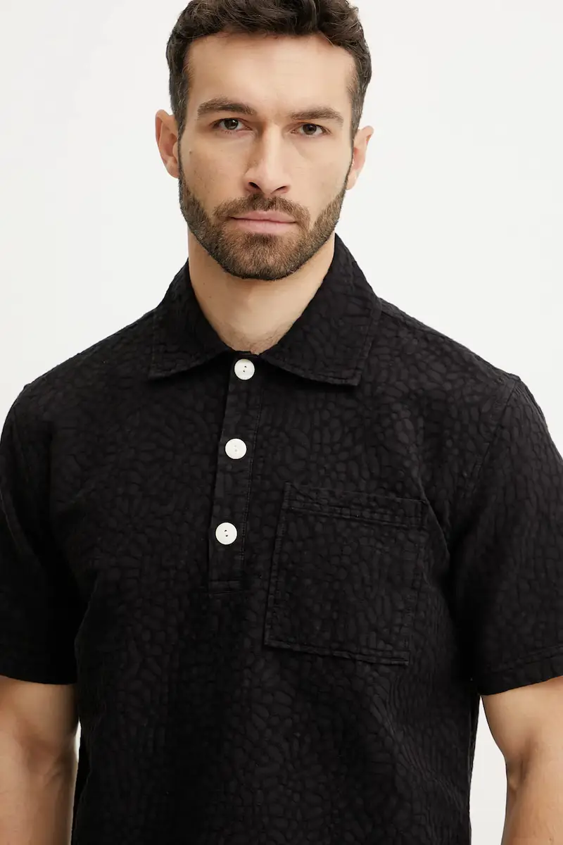 camicia in cotone uomo colore nero 7106 miniatura 2