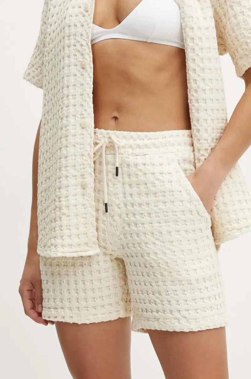 pantaloncini in cotone colore beige miniatura 2