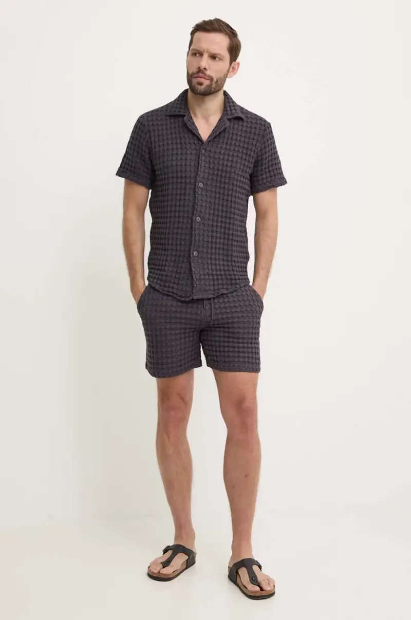 pantaloncini in cotone colore nero miniatura 3