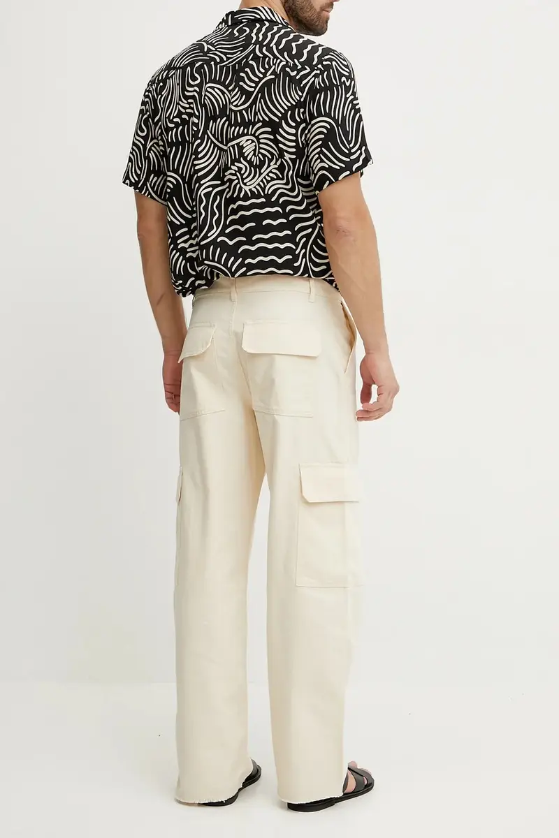 pantaloni in cotone colore beige 5025 miniatura 3