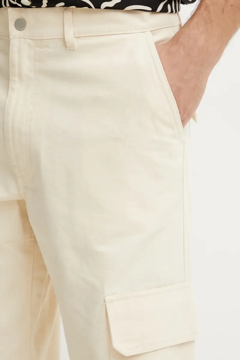 pantaloni in cotone colore beige 5025 miniatura 4