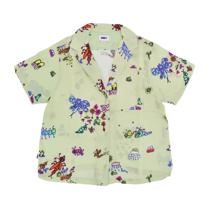 Camicia Manica Corta Donna Doodle Relaxed Shirt Aloe Gel