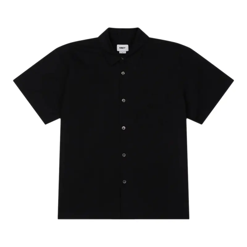camicia obey wire woven ss - black