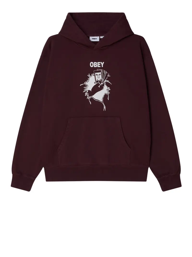 felpa cappuccio obey bad seeds faded hood da uomo - bordeaux