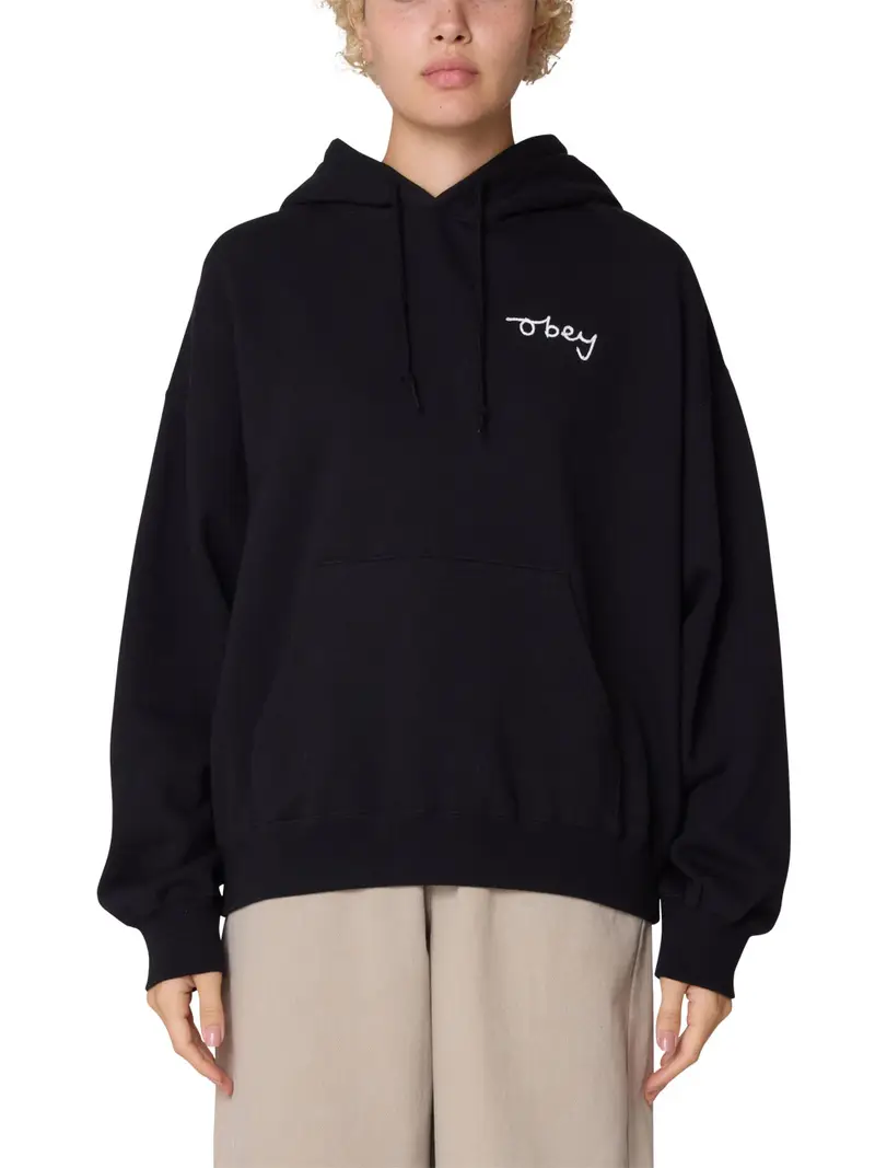 felpa cappuccio obey da donna - nero