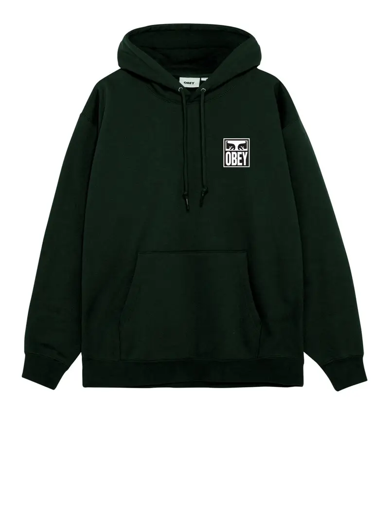 felpa cappuccio obey eyes icon hood da uomo - verde
