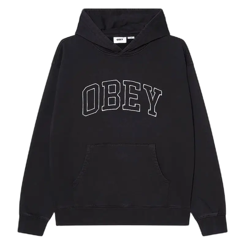 felpa obey collegiate faded hood fleece - digital black faded wash