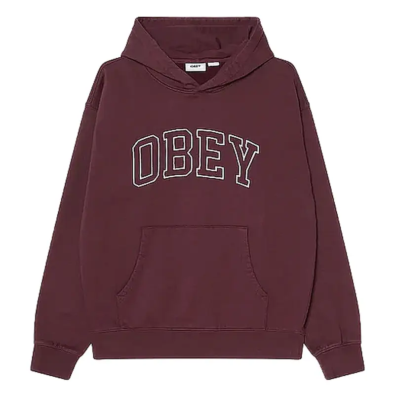 felpa obey collegiate faded hood fleece - winetasting faded wash BURGUNDY