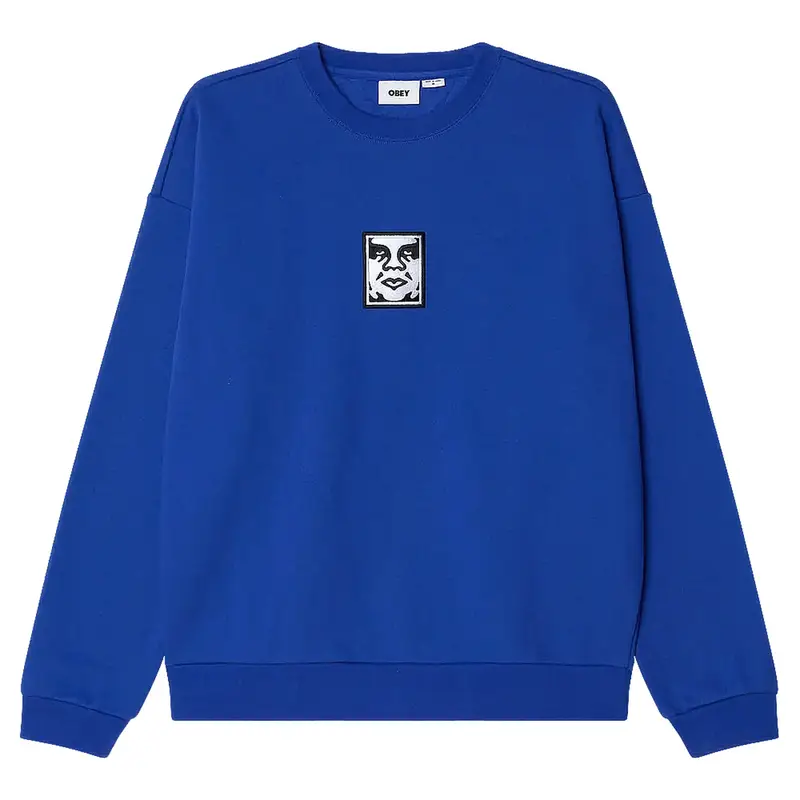 felpa obey icon extra heavy crew ii fleece - dazzling blue