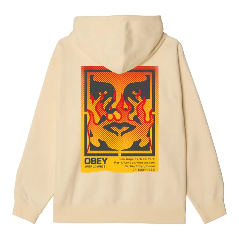 felpa obey icon stencil flame fleece - unbleached
