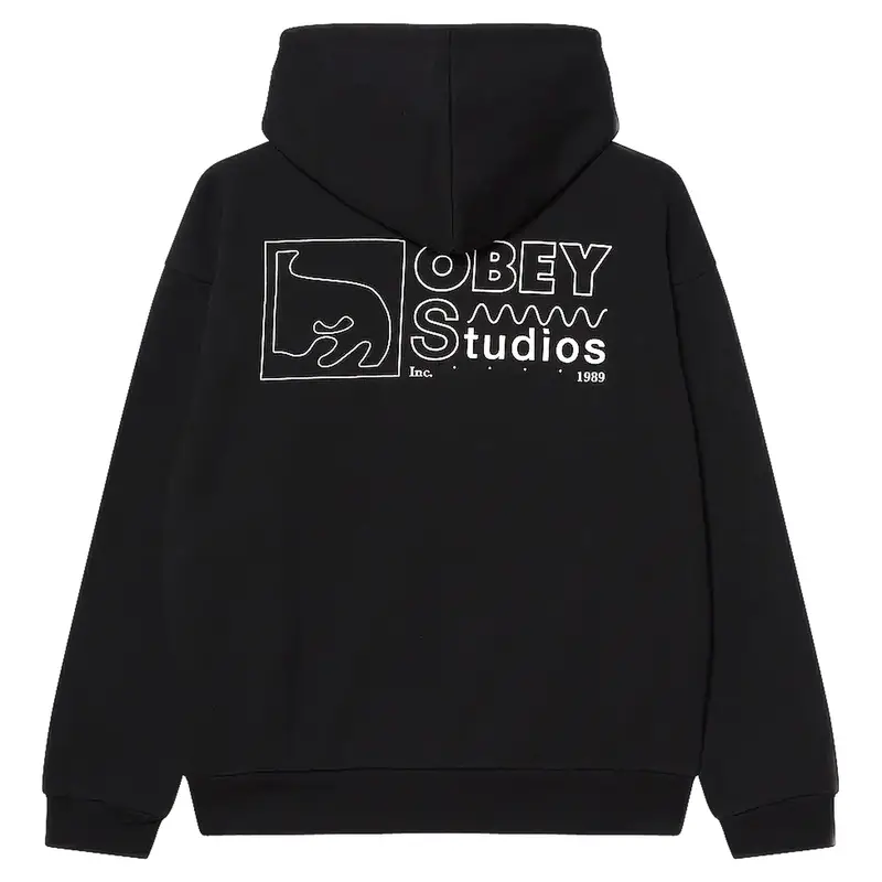 felpa obey nico extra heavy hood fleece - black