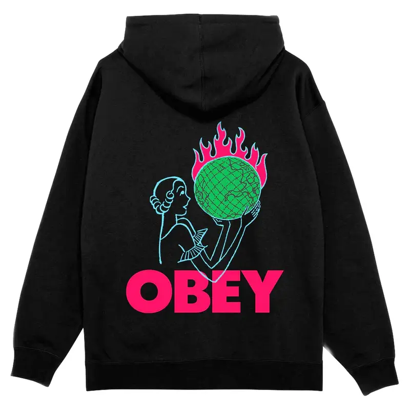 felpa obey world in flames fleece - black