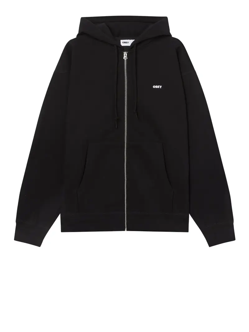felpa zip obey established works bold zip hood ii da uomo - nero