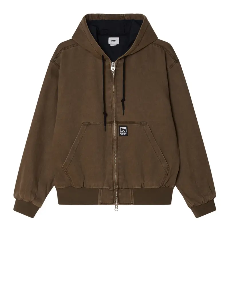 giubbino obey glen zip up da uomo - marrone