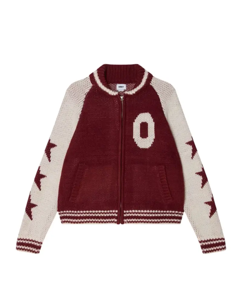 Int. Cowichan knit sweater maglioncino in misto lana con zip - Tawny port L